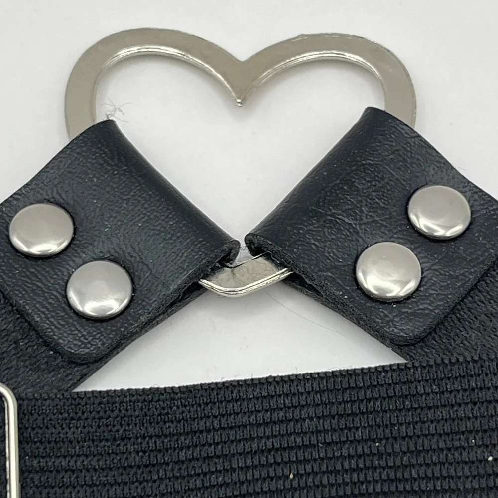 Vintage Black Faux Leather Heart Garter Belt Gothic‎ Punk Elastic Leg Ring Toy
